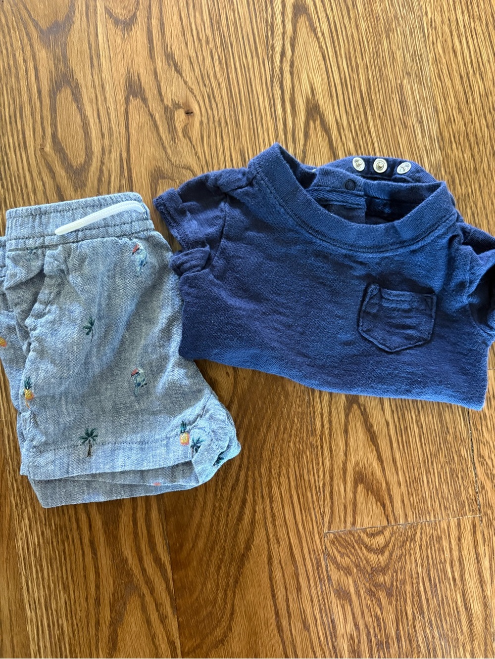 Janie and Jack - Navy Pocket Tee and Light Chambray Shorts Set